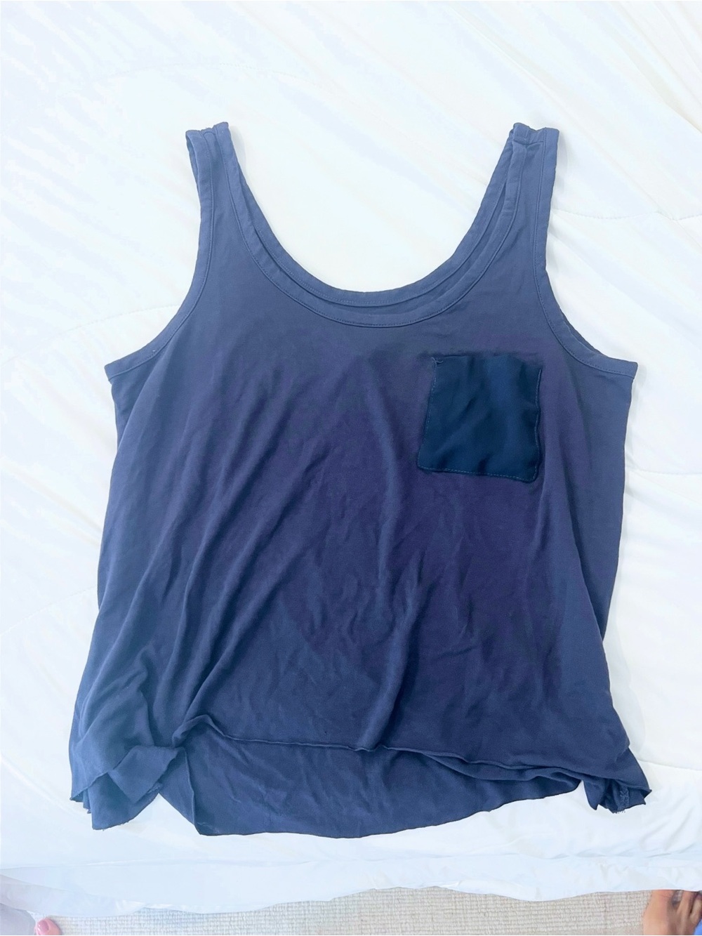 rag & bone Navy Blue Scoop Tank with Patch Pocket